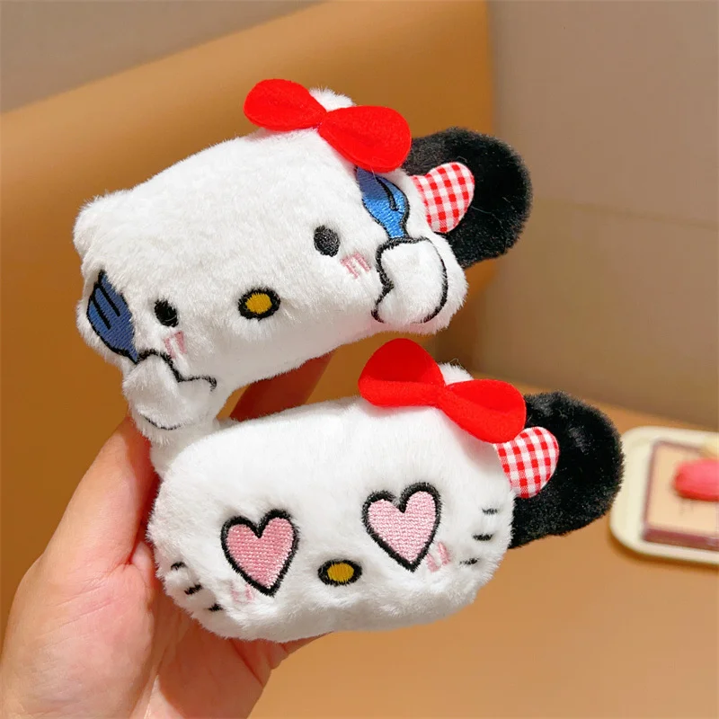 Hello Kitty Plush Big Hair Clip Sanrio KT Cat Eoticon Soft Filled Doll Hairpin Hair Barrettes Kawaii Headwear Hair Accessories