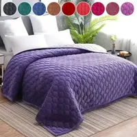 1PC Luxury Bed Cover Thickened Anti-Slip Bed Solid Color Warm Quilted Bedspread Bedding Velvet Comforter Short Plush Sofa Towel