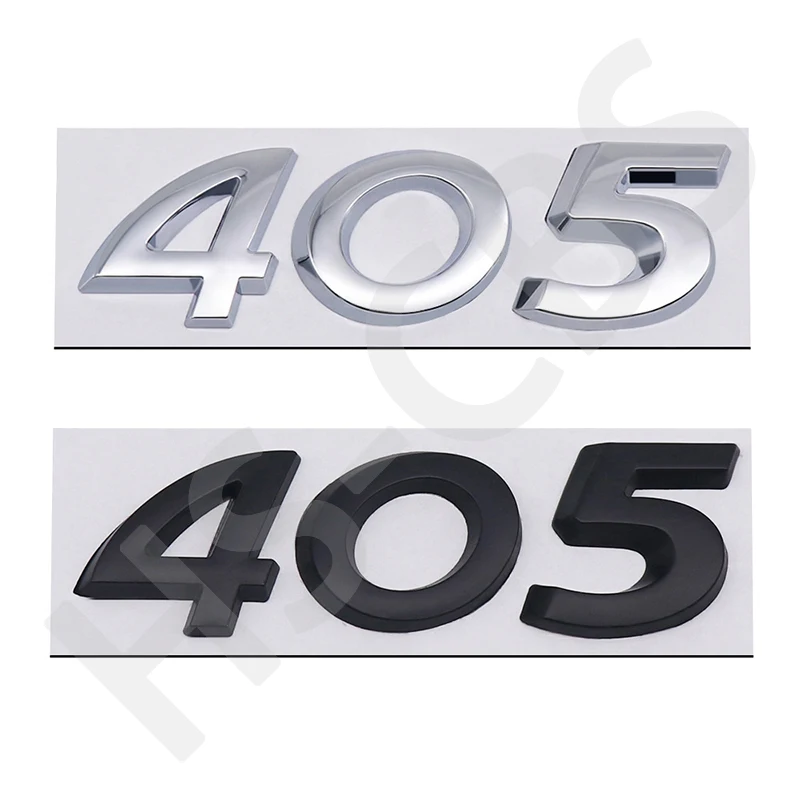 3D Metal 405 Letter Rear Trunk Badge Emblem Logo Car Stickers Tailgate Decal For Peugeot Car Styling Body Decorative Stickers