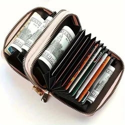 Women's Double Zipper Wallet Fashion Short Credit Card Holder with Large Capacity Coin Purse