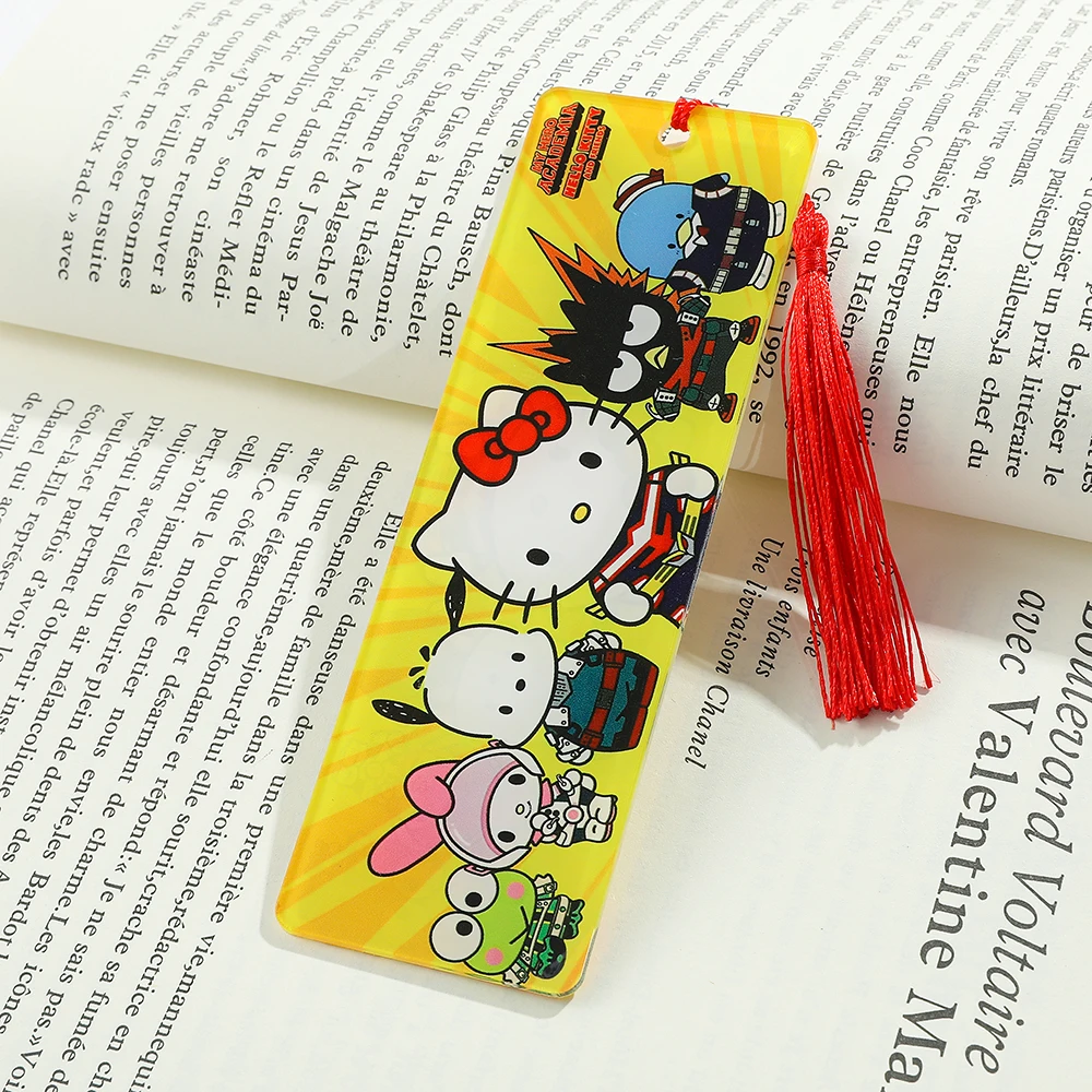 Sanrio series HelloKitty bookmark akrilik rumbai warna-warni bookmark, membaca hadiah untuk Sanrio penggemar, pink hadiah