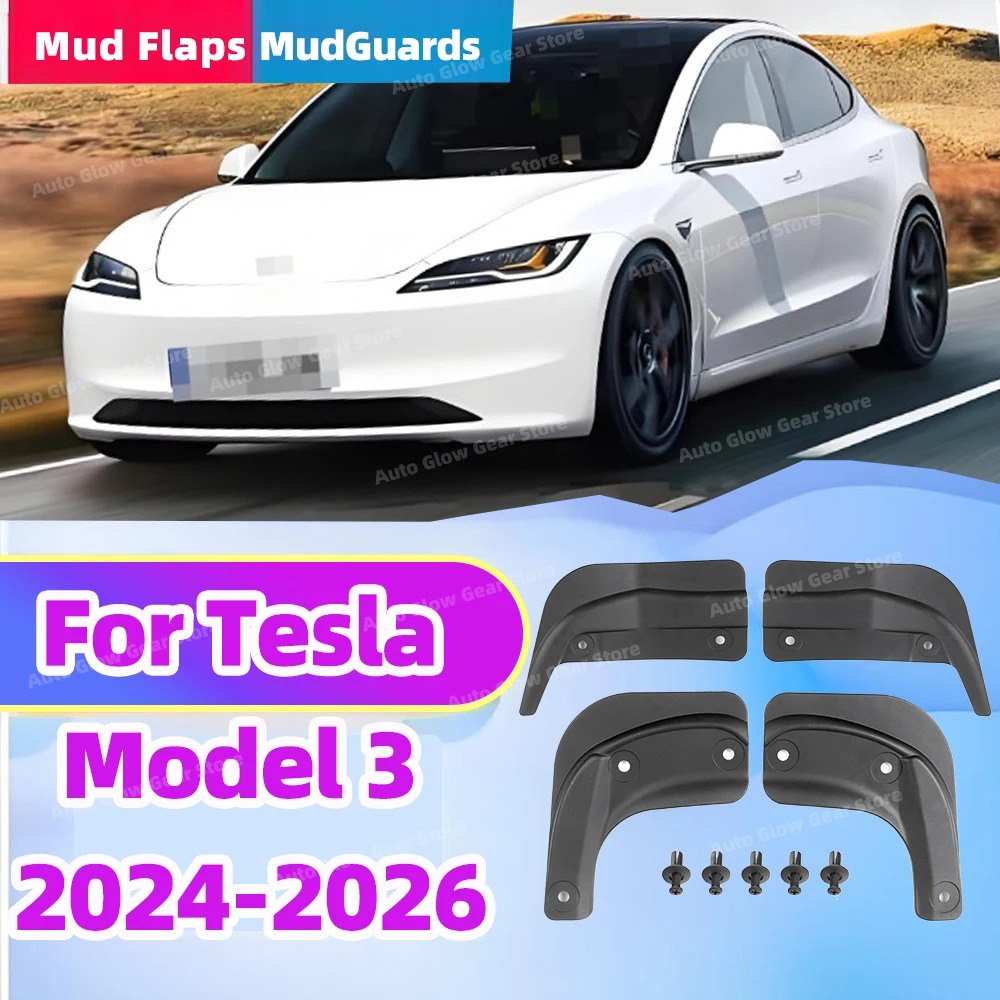 

1Set Mudguards Mud Flaps Anti-Snow Anti-Sand Splash Front Rear Mudflaps Guard Auto Accessories For Tesla Model 3 2024 2025 2026