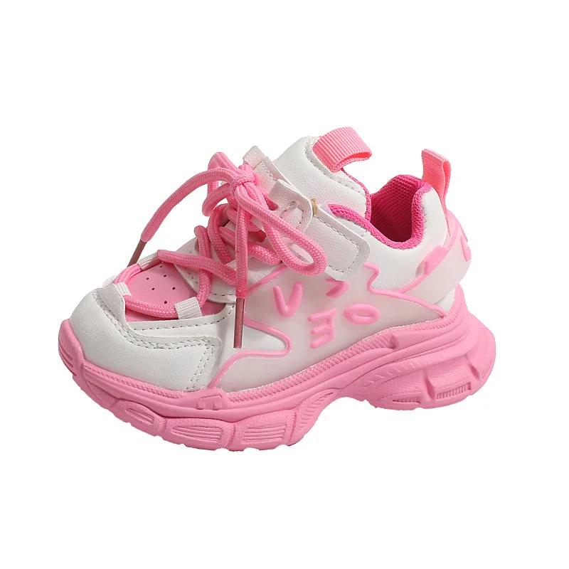 Scarpe da ginnastica con plateau per bambini autunno moda scarpe da ragazza rosa suola morbida scarpe da bambino antiscivolo per ragazzi scarpe da