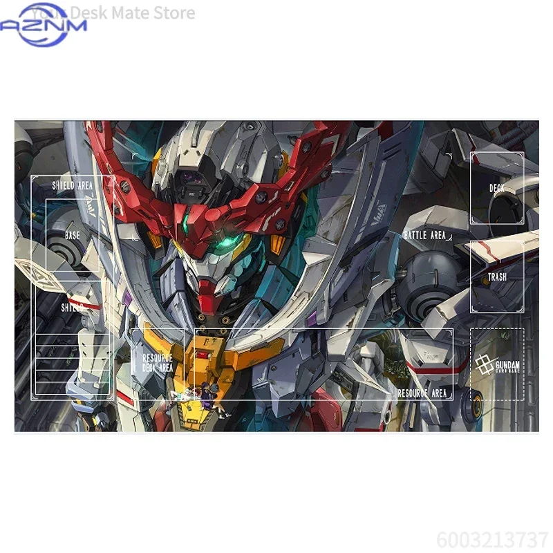 Hangar Sci-Fi Mecha Robot TCG Playmat, Giant Armor Robot Table Mat Non-Slip Rubber Stitched Edge for Card Game