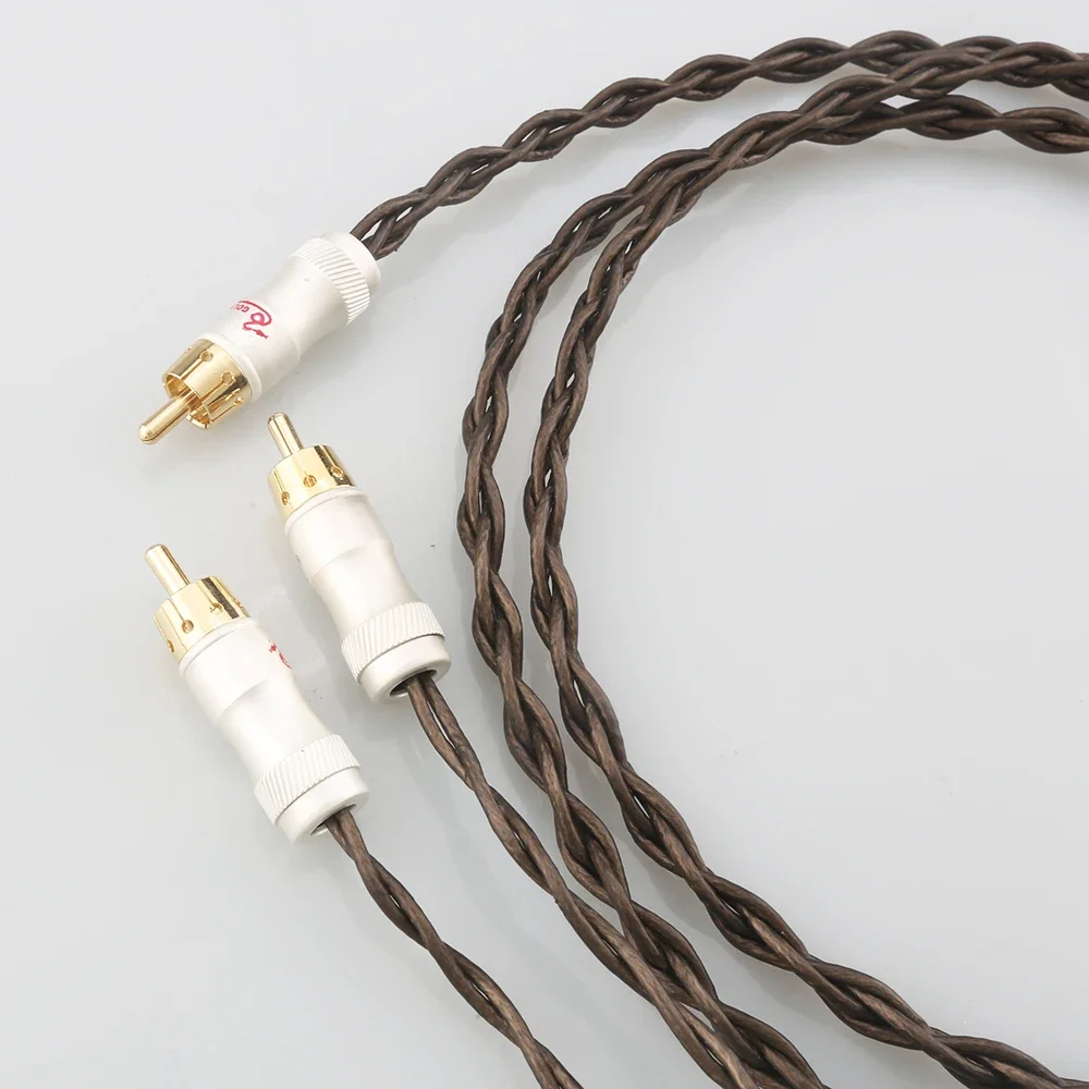 Audiophile Silver 1 RCA to 2 RCA Jack Audio Signal Line for Computer And Audio Connection Cable