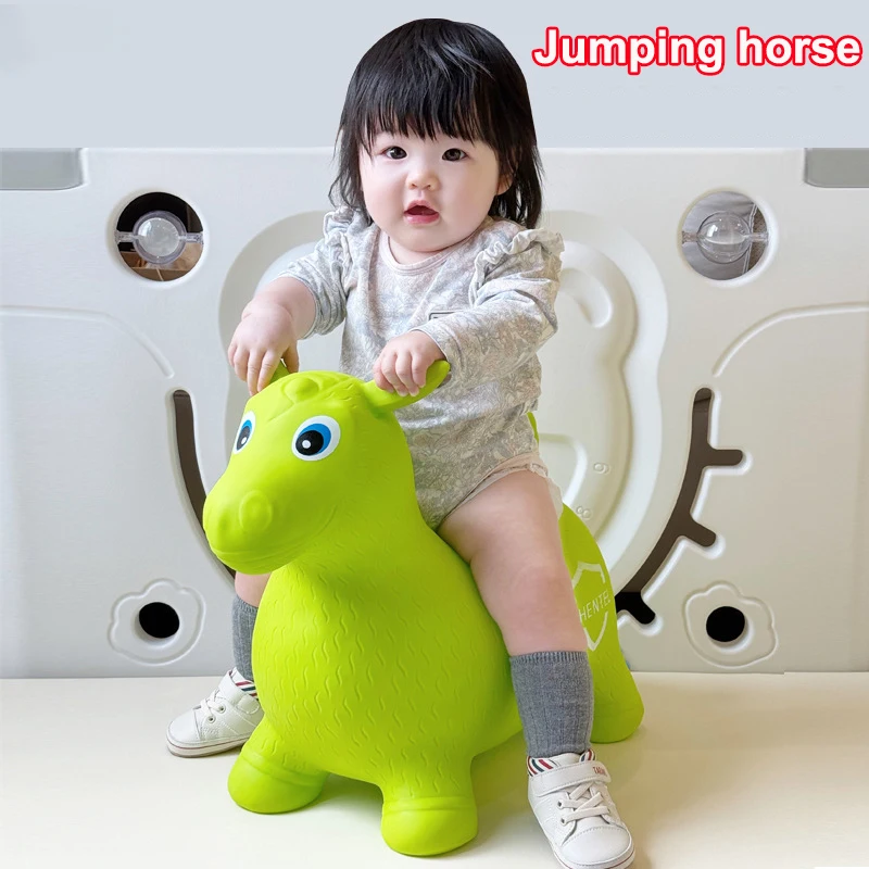 Cartoon PVC Inflatable Jumping Horse Children\'s Jumping Training Thickened Inflatable Toy Children\'s Sports Toy Gift