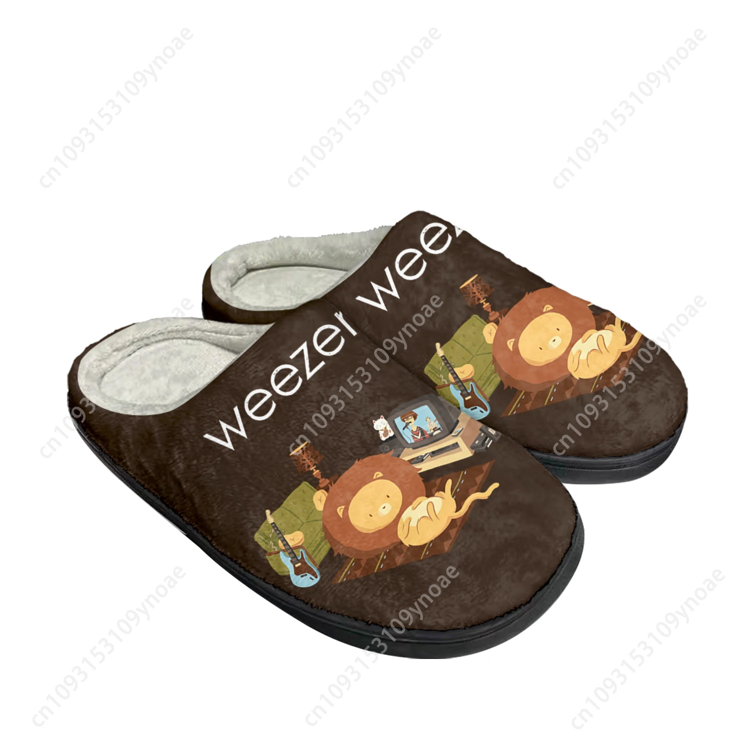 Weezer Pop Rock Band Home Cotton Custom Slippers Mens Womens Sandals Plush Bedroom Casual Keep Warm Shoe Thermal Slipper Black