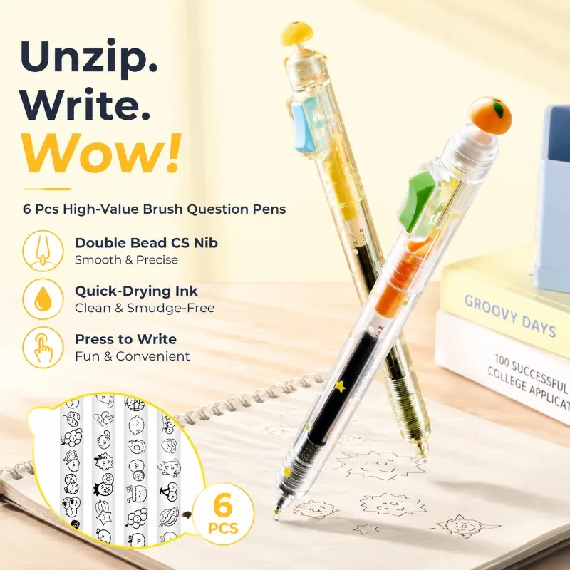 Stress Relief Retractable Gel Pens Good-looking Exam Writing Ballpoint Pens Comfort Grip Smooth Ink Student Daily Study Statione