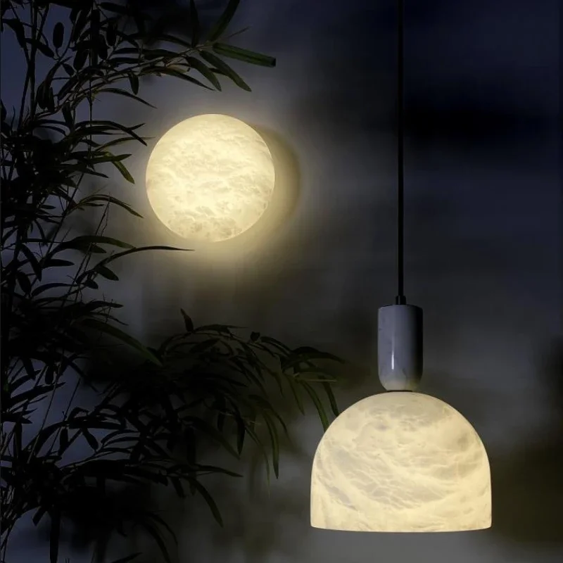 Marmeren Koperen Wandlamp Moderne Ronde Vorm Luxe Zolder Slaapkamer Nachtkastje Lamp Natuursteen Salon Decor Led Lights