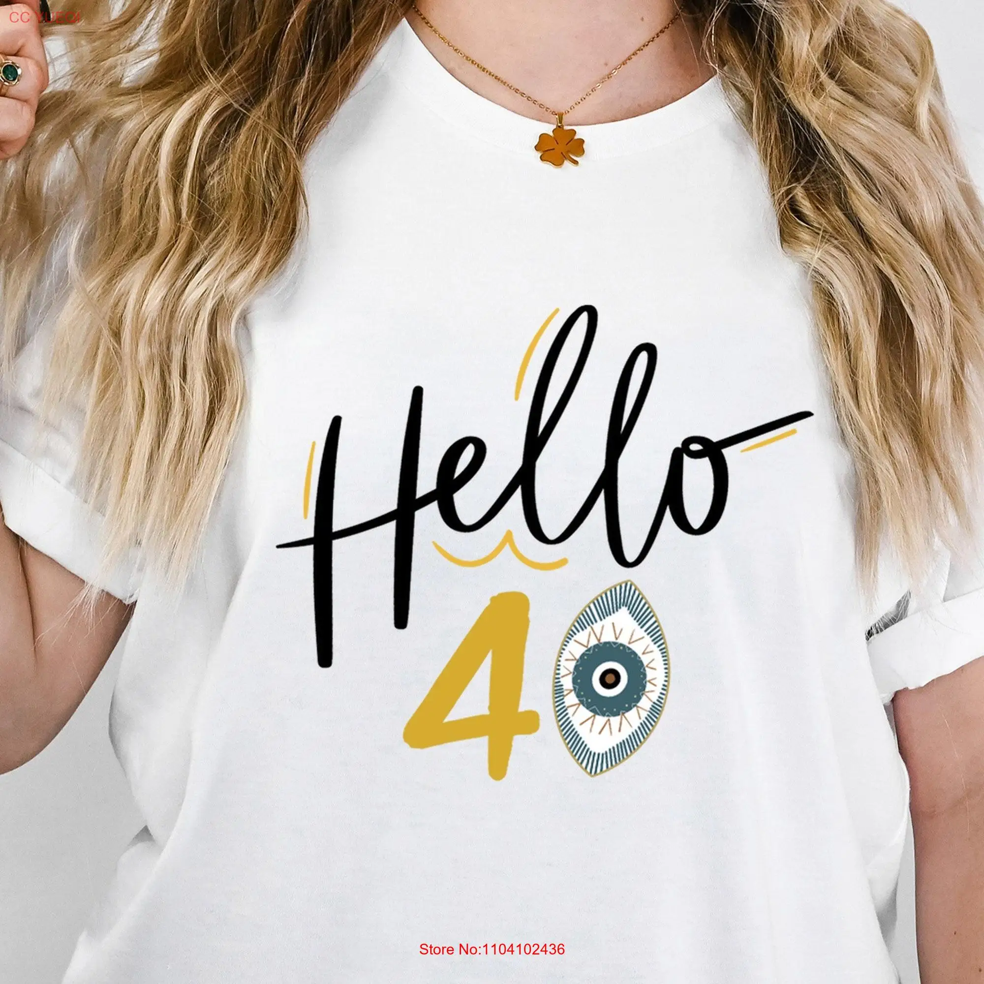 40th Birthday T Shirt Hello 40 Forty Funny Party long or short sleeves