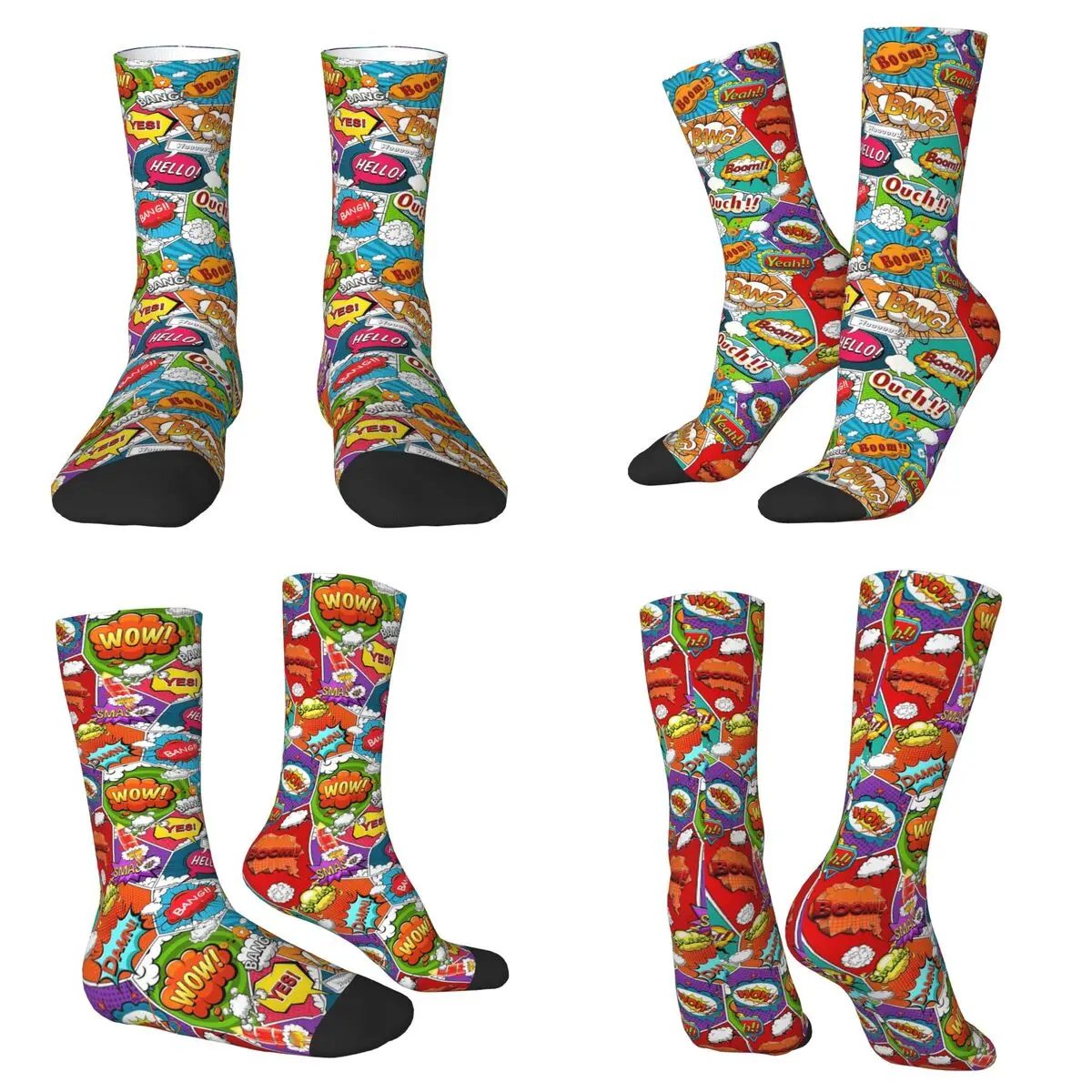 Book Explosion Graffiti Art Socks Harajuku Sweat Absorbing Stockings All Season Long Socks for Man Woman Valentine's Day Gifts