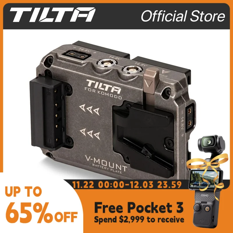 TILTA TA-T08-BPV Dual BP to V Mount Adapter Battery Plate for RED Komodo Gold Mount Adapter Battery Plate