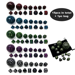 Polyhedral Dice Set DND Cubes POP D3-D100 Acrylic Dice Sets 15 Pcs For Gift DND Game RPG Board Game Accessories