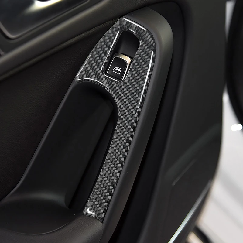 Car LHD RHD Door Armrest Window Glass Lifting Buttons Panel Frame Decals Trim For Audi A4 B8 2009-2016 Carbon Fiber Decoration