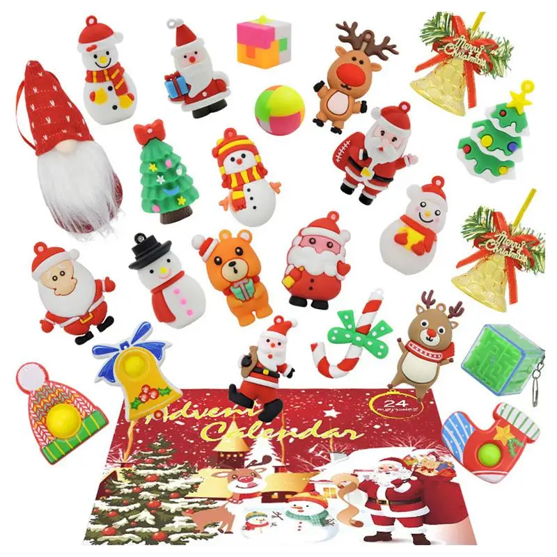 

Fidget Toys 24 Days Blind Box Christmas Advent Calendar Pack 24 Days Keychain Pendants Kit Blind Box Christmas Gift