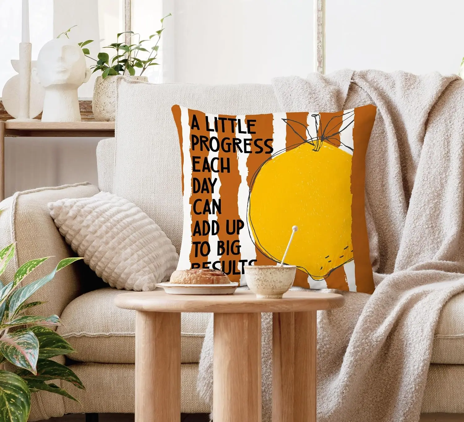 Inspirational Lemon Quote Pillowcase, Motivational Typography Cushion Cover, Modern Farmhouse Living Room Decor, Positive Gift