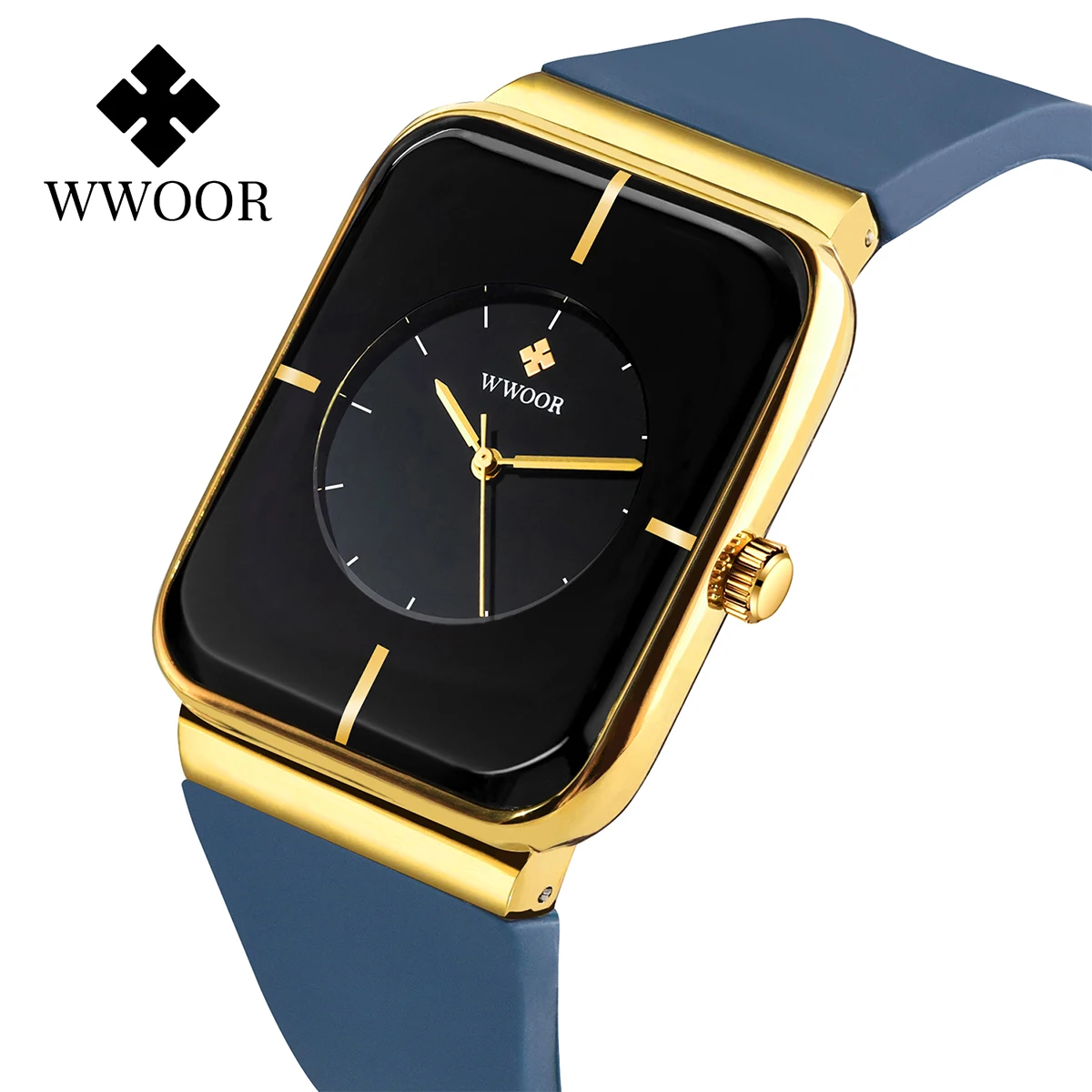 WWOOR Men's Watches Fashion Casual Waterproof Sport Mens Quartz Wristwatch Square Luxury Watch For Men Clock Relogio Masculino