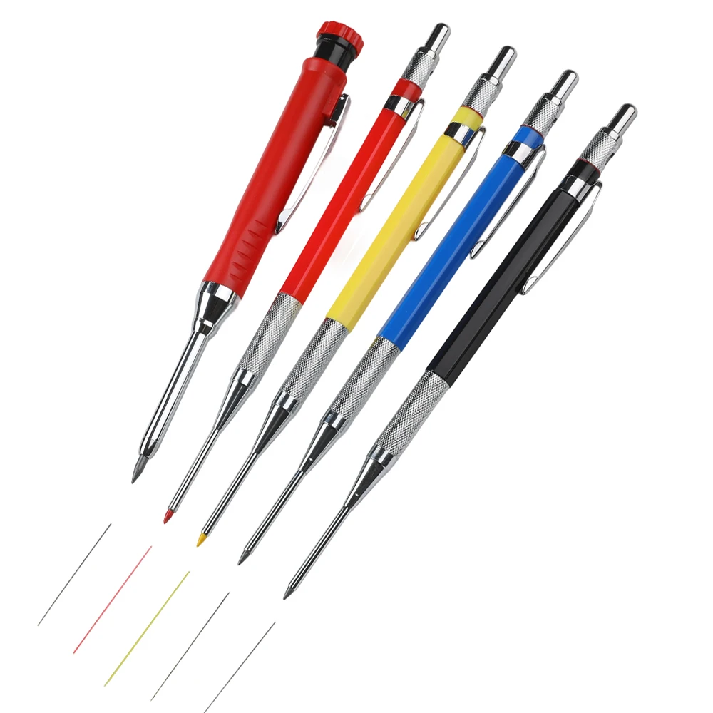 5 teile/satz Kreative 2,0mm Tiefe Loch Metall Holzbearbeitung Mechanische Bleistift Set, Carpenter Kennzeichnung Bleistift Ingenieur Zeichnung Werkzeug – Detail 6