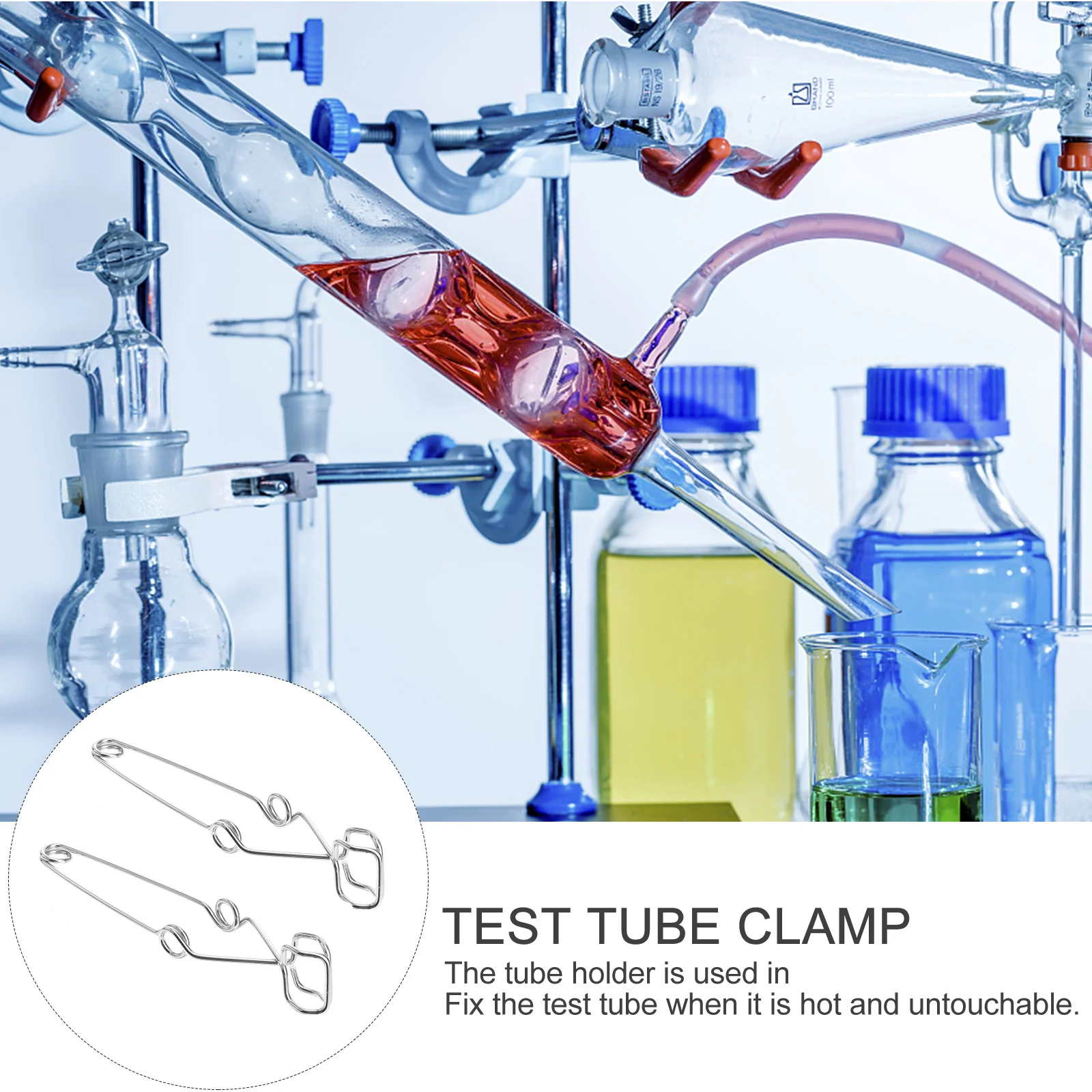 

2 Pcs Metal Test Tube Clamp Pipe Clamps Tubes Chromed Steel Clips for General Use
