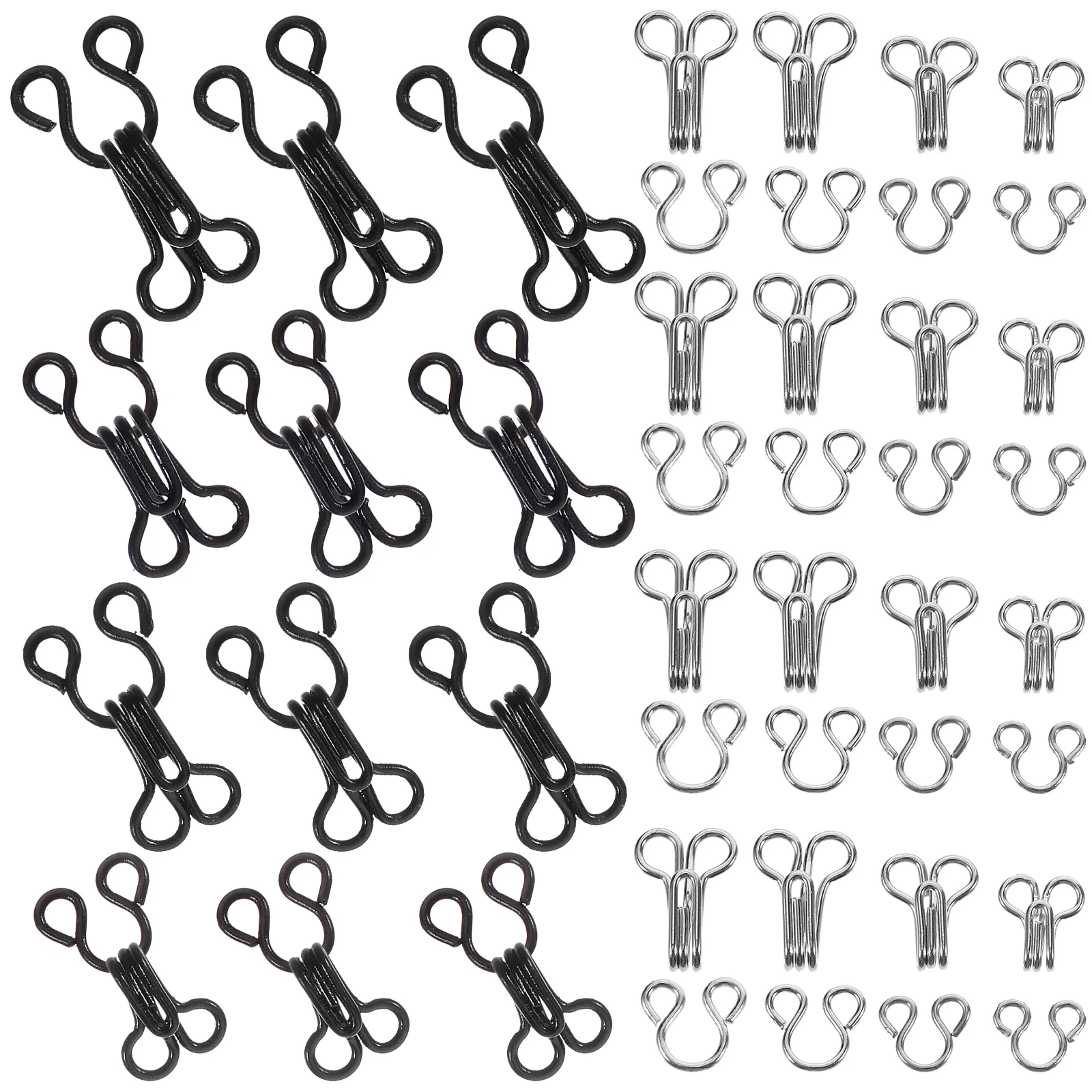 

50 pcs Sewing Hooks and Eyes Closure Eye Sewing Closure for Bra Fur Coat Cape Stole Clothing (Silver and Black)