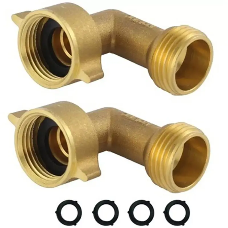ABXF-Solid Brass Male To Female 90 Degree Angle Connector For Garden Hose Adjustable Interface Elbow Secure Connection