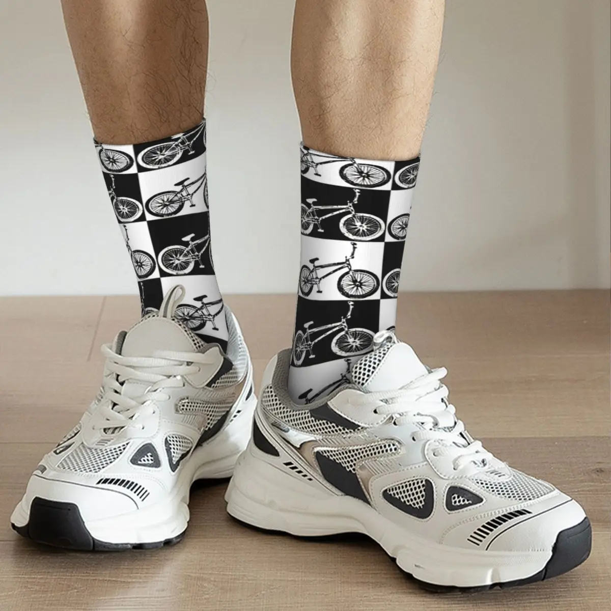 Bmx Freestyle Crazy Men\'s Socks Mountains Downhill Bike Bicycle MTB Unisex Street Style Pattern Printed Crew Sock Boys Gift