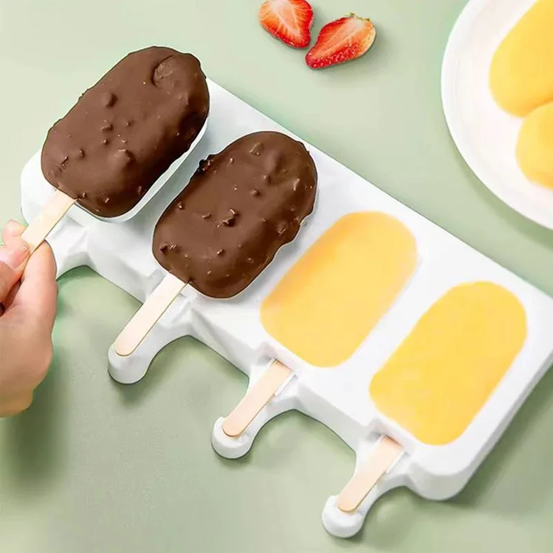 

Silicone Ice Cream Mold Tray - DIY Fruit Juice Popsicle Mould Baking Freezer Kitchen Tool Accessory