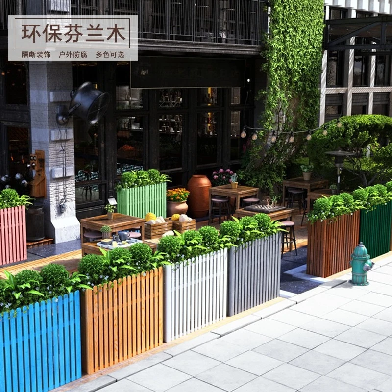 Outer pendulum partition flower box Outdoor anti-corrosion wood fence Flower pot fence Rectangle flower groove