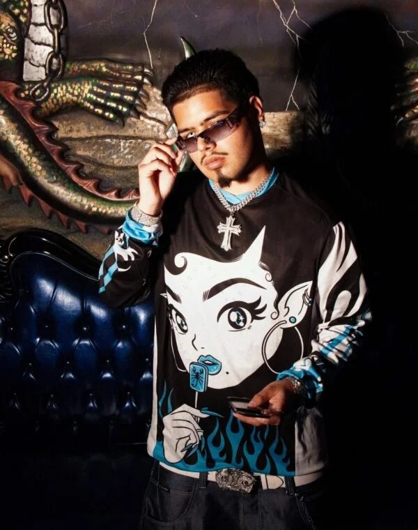Y2K Anime Print Long Sleeve Men Women T-Shirt Harajuku Streetwear Punk Flame Graphic Top  Tokyo Future Trends Motorcycle T-shirt