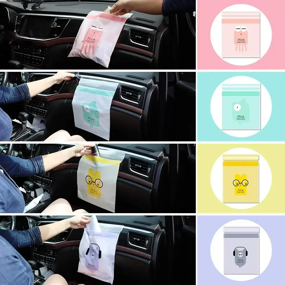 2/15Pcs Adhesive Disposable Waste Car Trash Bag Disposable Waterproof Car Trash Can Bag Stick To Anywhere Inside Your Car Bags