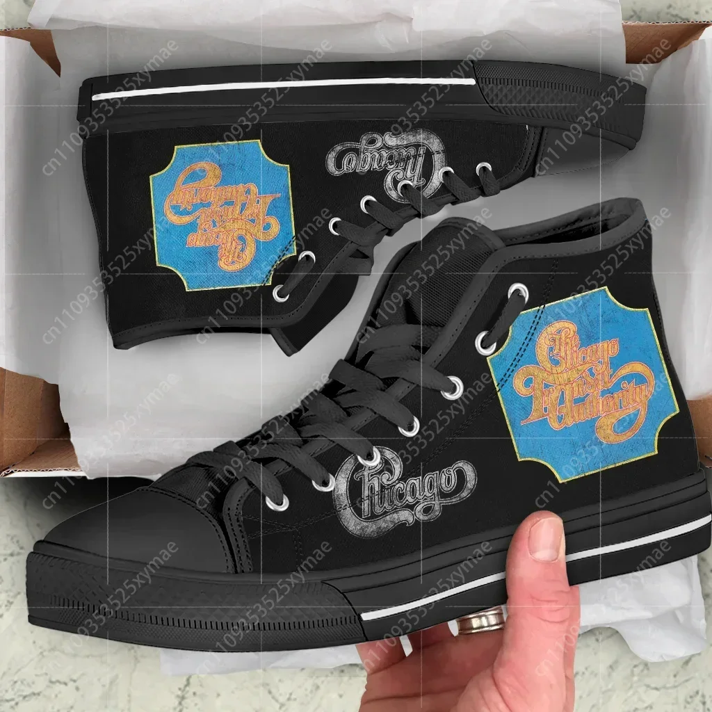 Hot Cool Chicago Band Man Woman High Quality Canvas Shoes Lightweight Fashion Sneakers Casual High Top Board Shoes Running Shoes