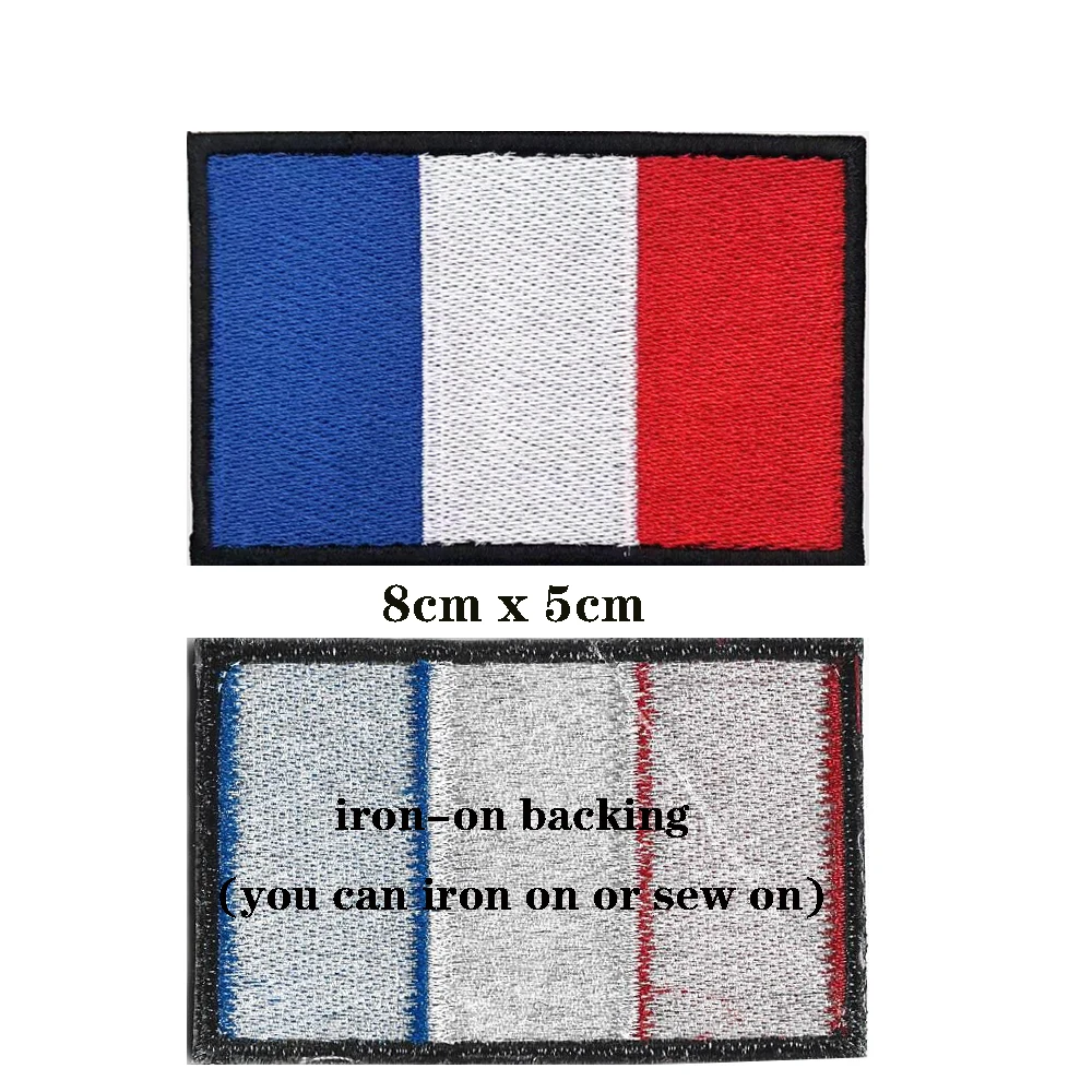 1PC France National Flag Armband Embroidered Patch Hook & Loop Or Iron On Embroidery  Badge Cloth Military Moral Stripe