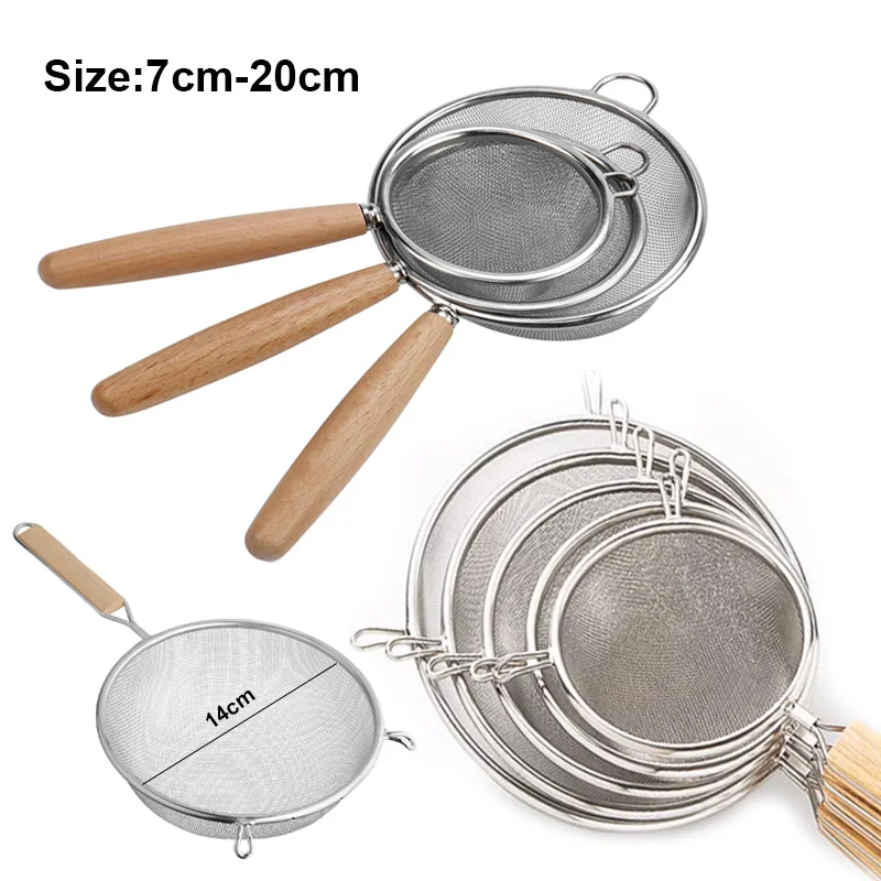 

1Pce Stainles Steel Fine Mesh Strainer Set Versatile Long-Handle Sieves for Flour Tea Coffee Oil Filtering