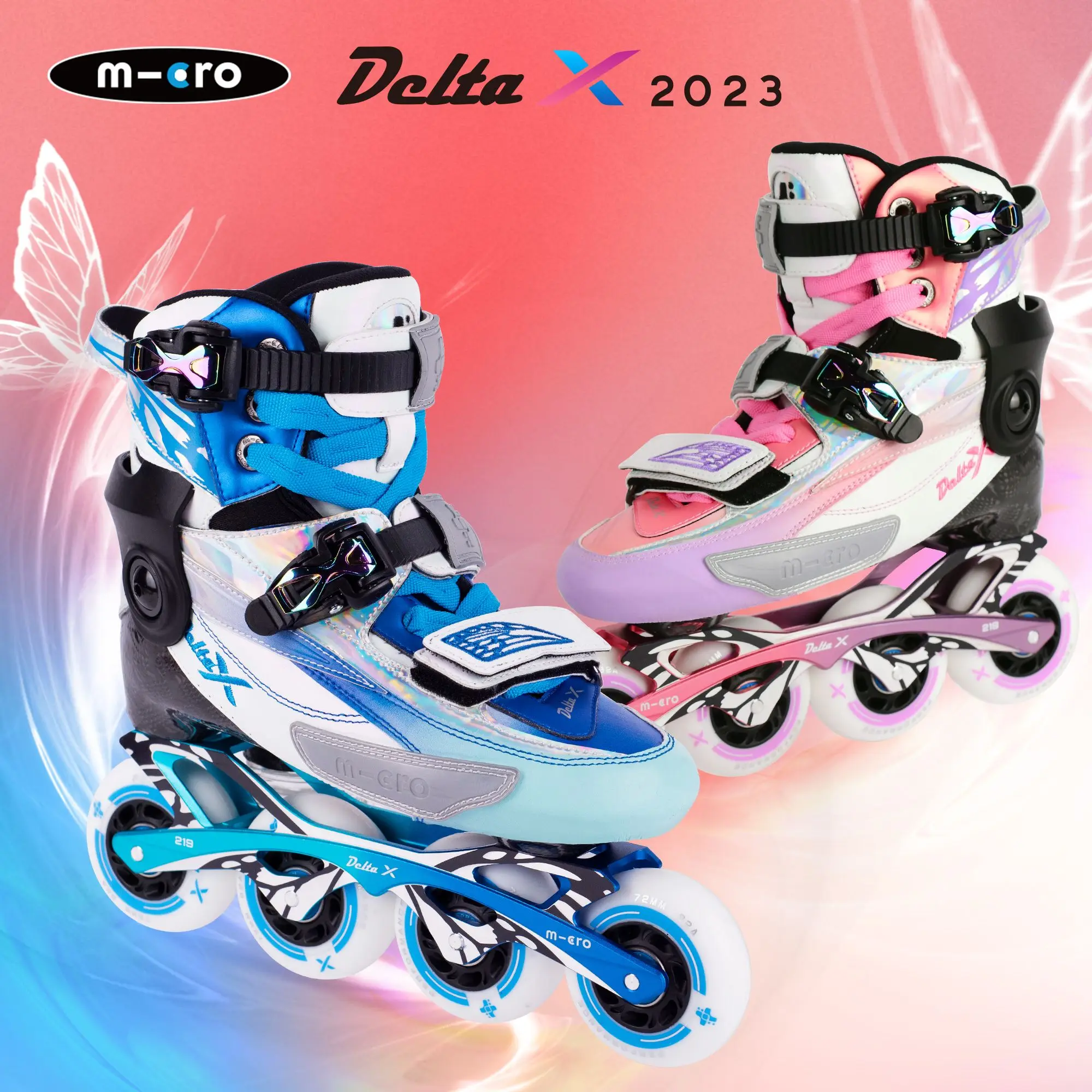 Micro Delta X Patins Slalom de Fibra de Carbono Inline para Competição Juvenil, Quadro Borboleta, KID FreeStyle, Pro 9