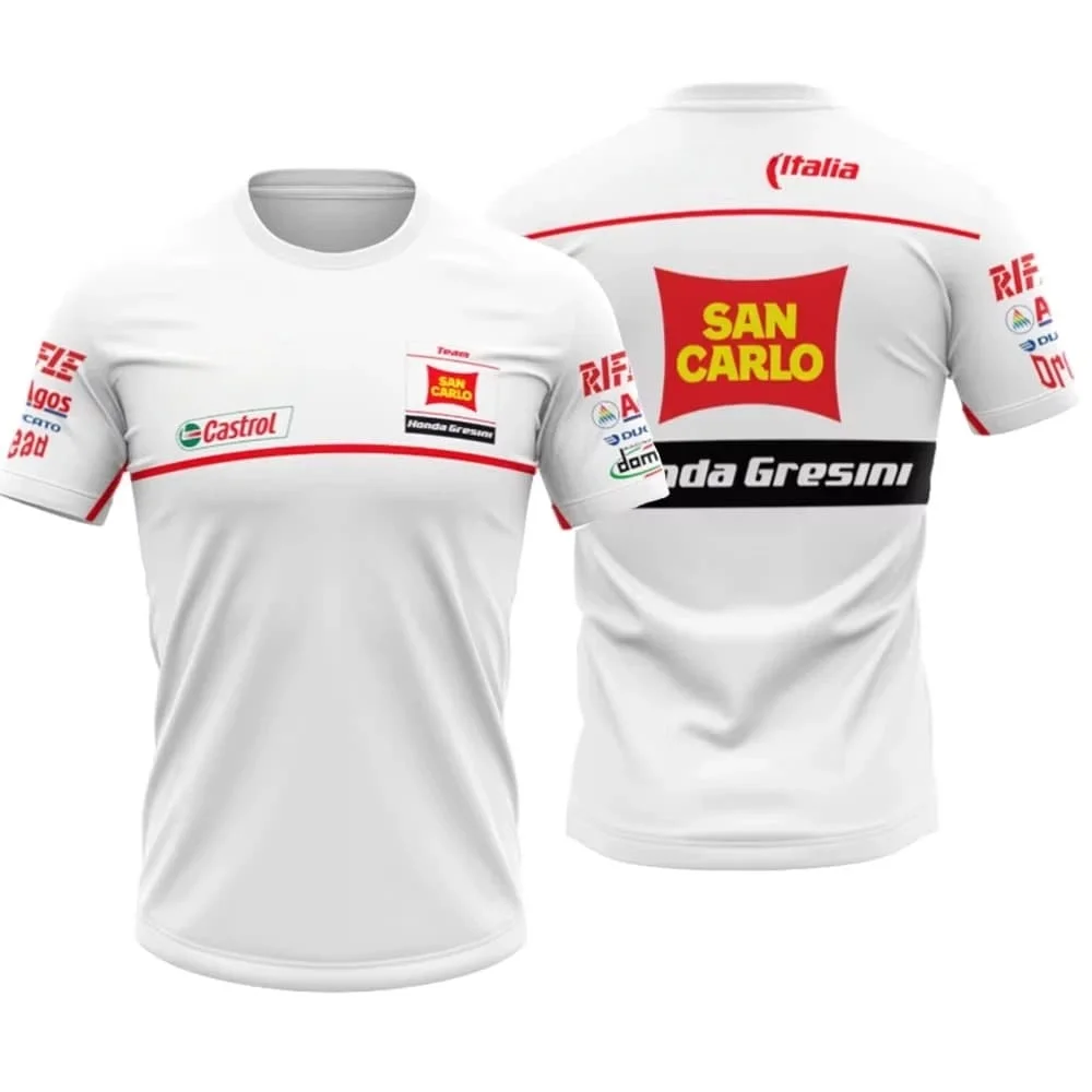 San Carlo Gresini No.58 Super Sic Motorcycle Racing Jersey 3D Print Short Sleeve Sport T Shirt Men Women Tee Top Family Matching view 2