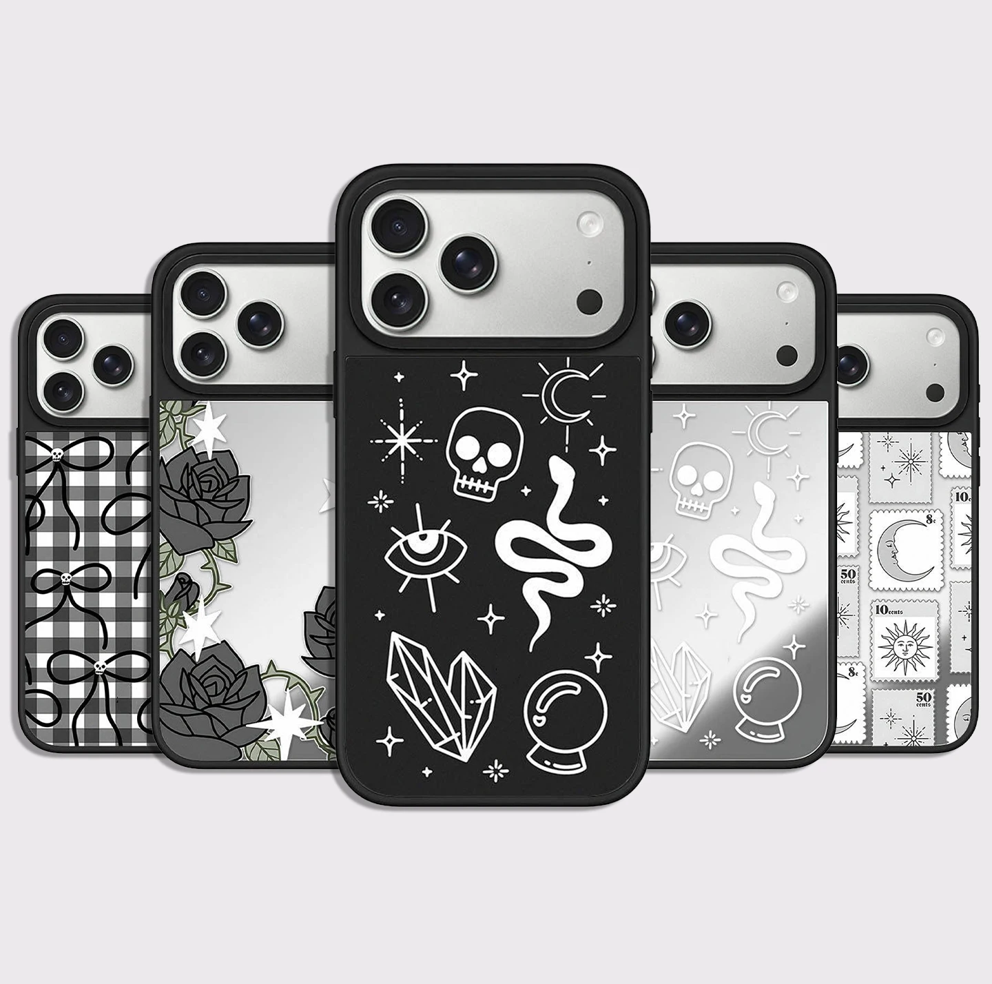 

Gray Rose Skull Mirror Surface Magnetic Phone Case Cover for IPhone 12 13 14 15 16 17 Pro Max Case for IPhone 17 Air