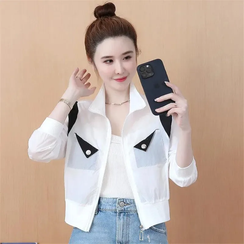 High-Grade Sunscreen Clothing Women's 2023 New Summer Short Coat Ice Silk Breathable Thin UV Protection Zipper Ladies Jacket