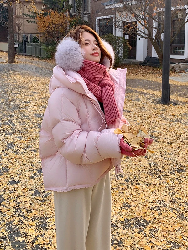 

Розовая женская зимняя теплая куртка-пуховик Pink Bread Sle Down Jaet, универсальная, размер S, для повседневной носки, 90% пух, полиэстер