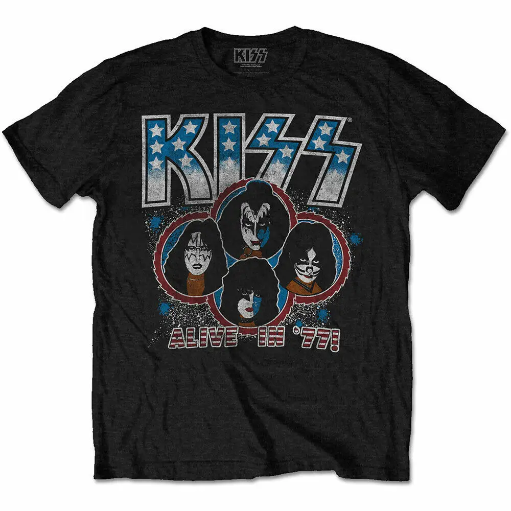 

Kiss Alive In '77 Official Tee T-Shirt Mens Unisex