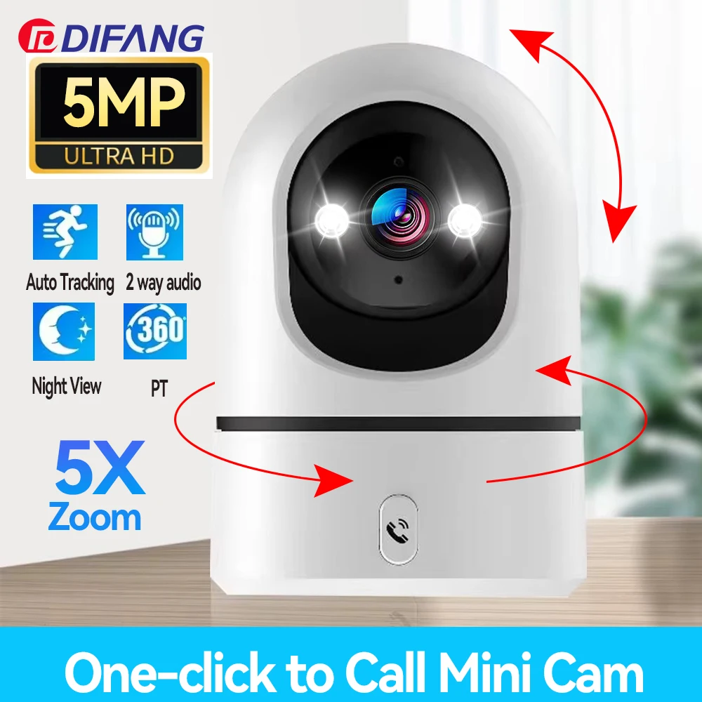 DIFANG 5MP Baby Monitor WiFi Security Camera Video Call Two-Way Audio Home Surveillance Night Vision O-Kam Baby Mini Cam