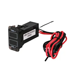 Universal LED Digital Voltmeter Gauge 12V/24V Car Thermometer Voltmeter Voltage Dual Display Gauge Temperature Meter Tester