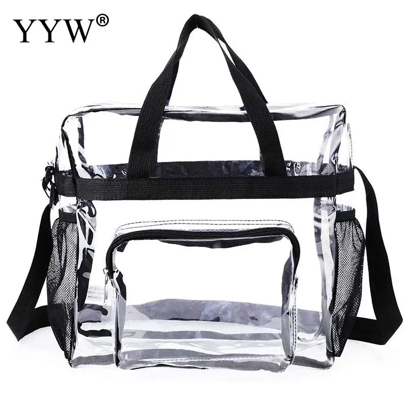 Unisex Large Capacity Transparent PVC Traveling Handbag Portable Waterproof Makeup Storage Bag Shoulder Women Toiletry Tote Bag