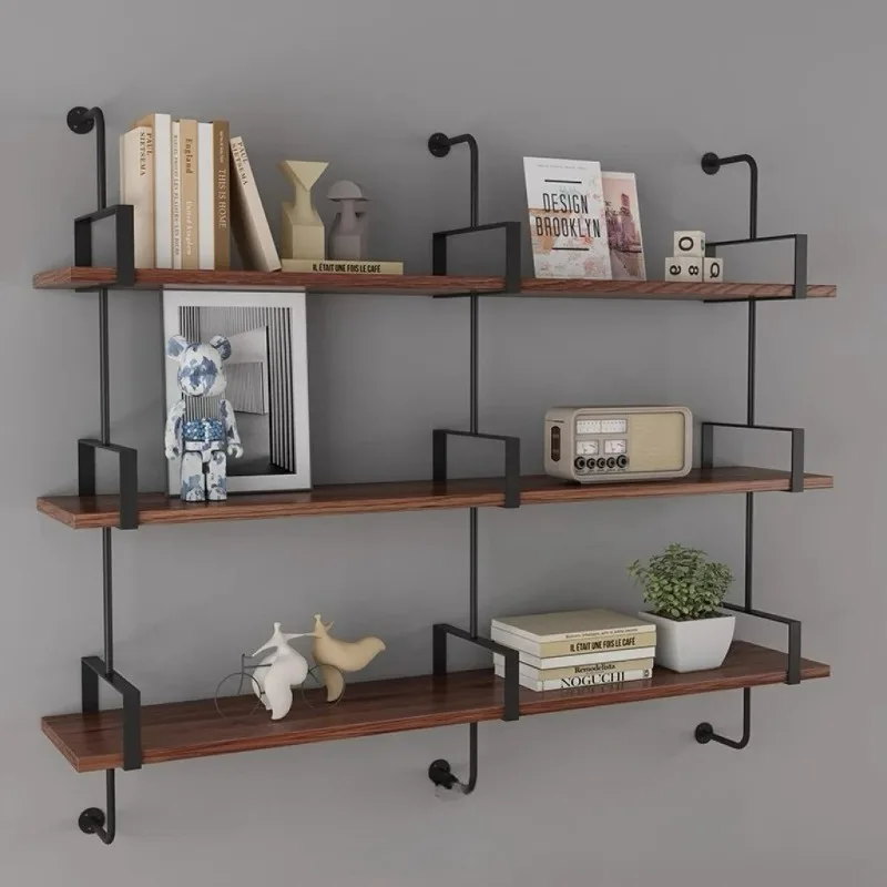 رف عتيق مثبت على الحائط، لوح عائم من الحديد، رف كتب مثبت على الحائط على الطراز الصناعي، رف عرض جداري بسيط #2
