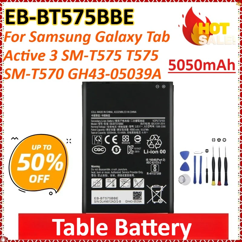 

New EB-BT575BBE 5050mAh 4.4V for Samsung Galaxy Tab Active 3 SM-T575 T575 SM-T570 GH43-05039A Replacement Table Battery + Tools