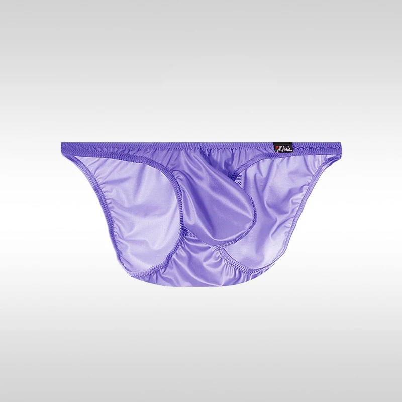 2PCS Japanese men's underwear ice silk low waist sexy triangle pants U convex three-dimensional silky tight