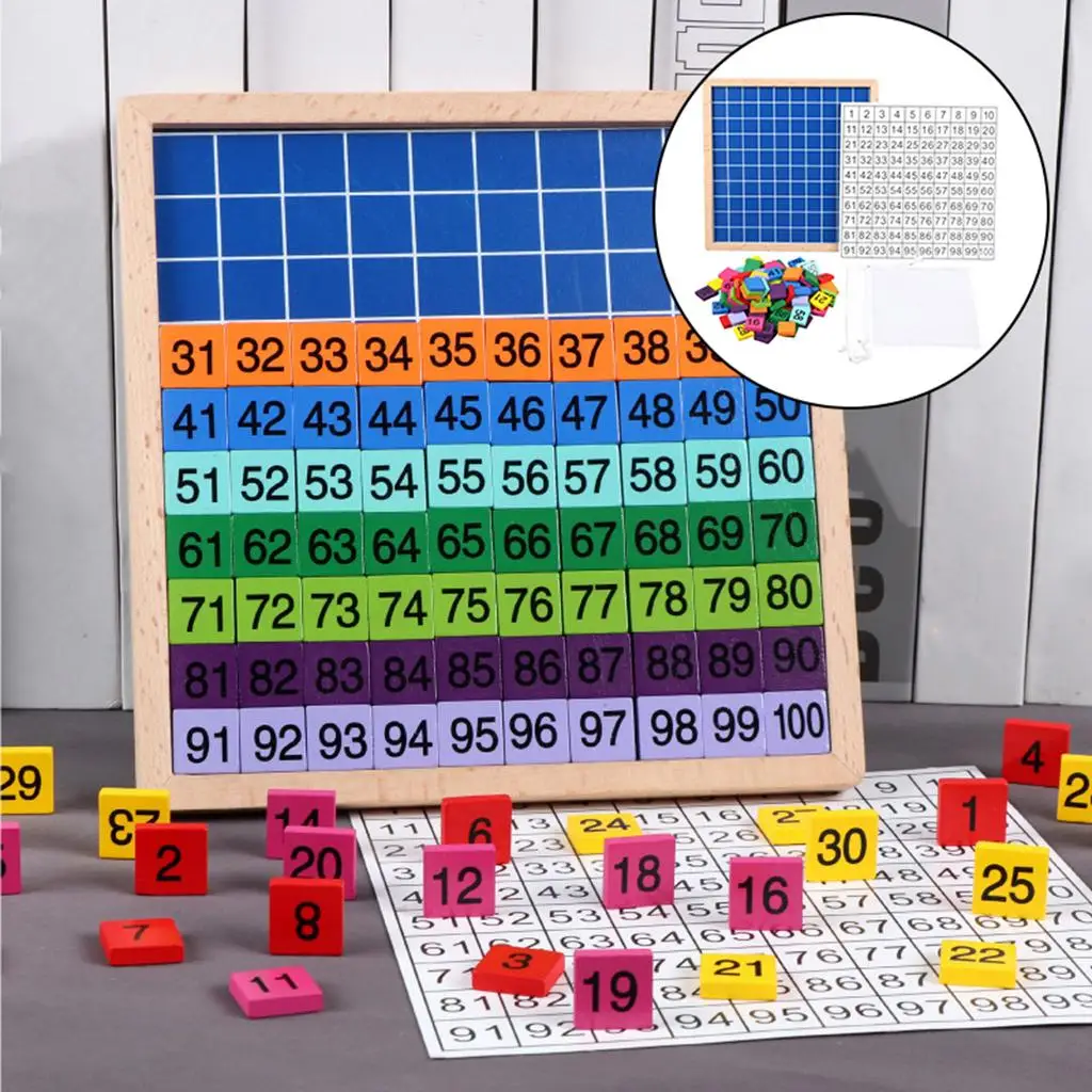 Wooden Math Learning Toy Montessori 1 Numbers Board Preschool