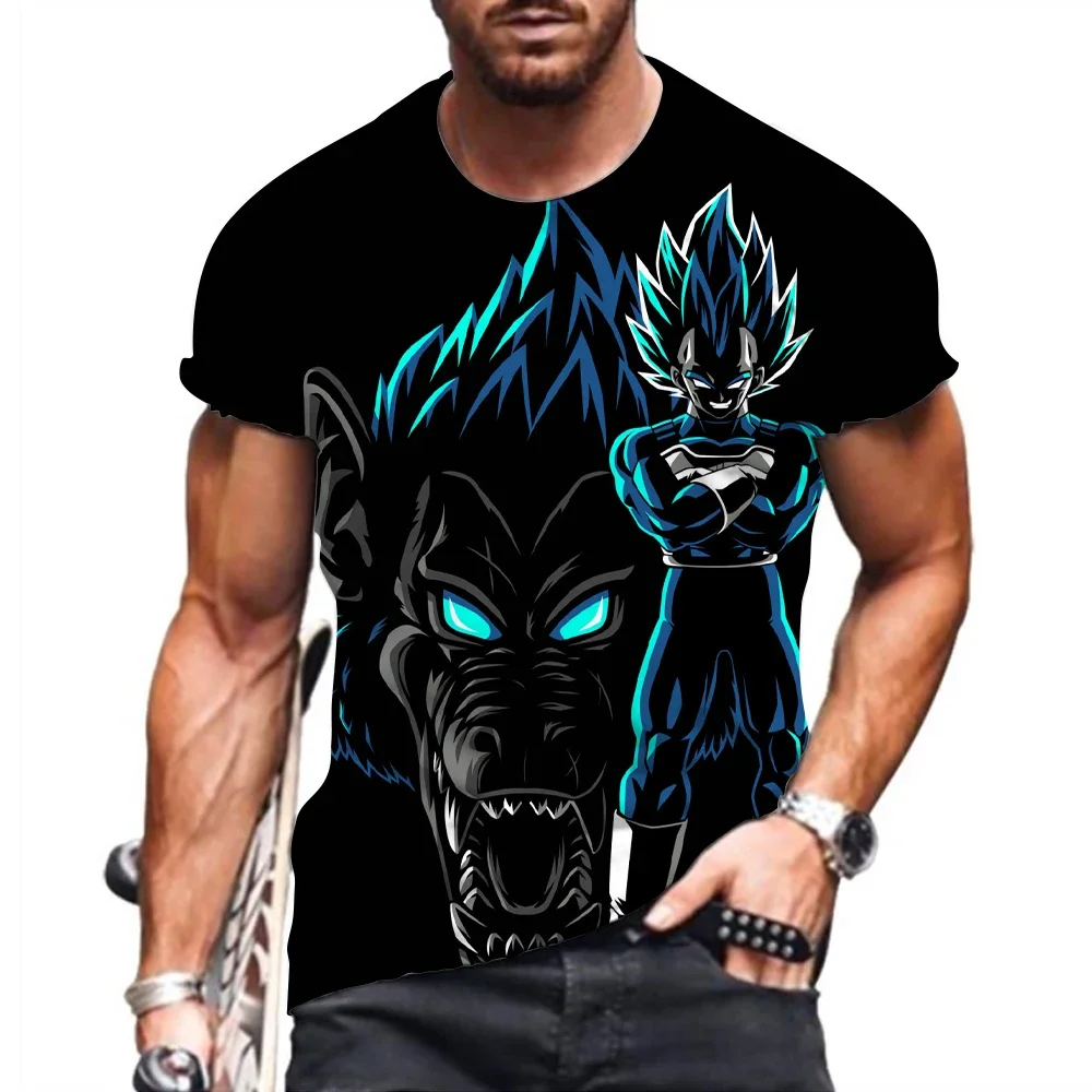 Dragon Ball Z Vegeta Men's T Shirt Goku 110-6XL Anime Y2K GYM Saiyan Trend Oversized Summer Cool New O-collar Streetwear Saiyan