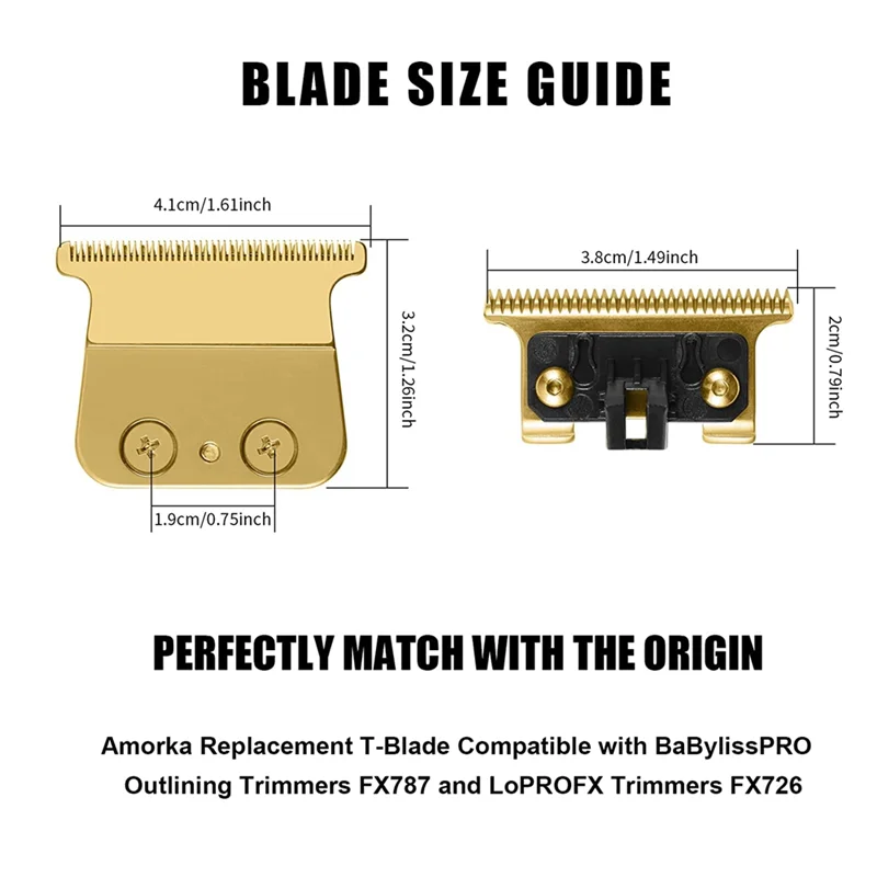 Replacement Blades for BaBylissPRO FX787 & FX726 Trimmers, FX707 Replacement Blades Gold