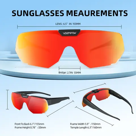 Vozapow Polariserade Cykelglasögon UV400 Skydd Över Solglasögon För Fiske Körning Vandringsglasögon Cykel Cykelglasögon 10 best sales CVS solglasögon över glasögon - №4