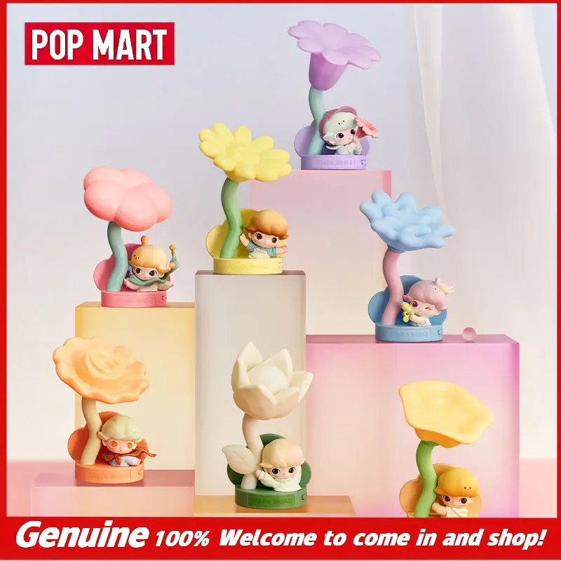 

Оригинальная серия POP MART DIMOO Instantaneous Encounter: Сенсорный ночник в форме цветка, подарочная коробка-сюрприз, милые декоративные предметы